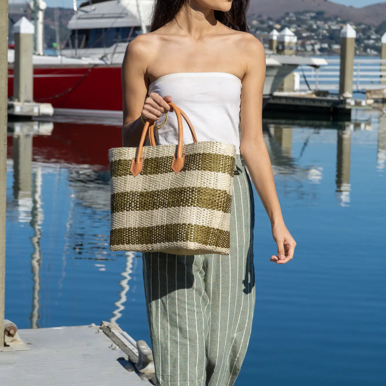 Shebobo Newport Gingham Sisal Bag
