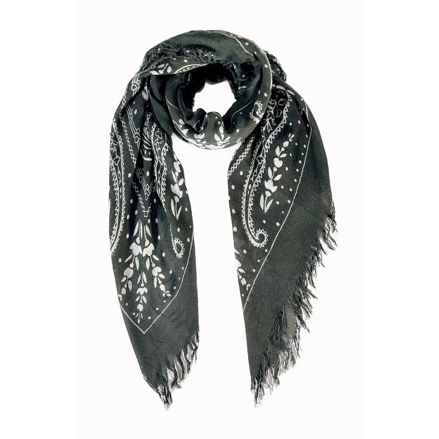 Blue Pacific Cashmere Paisley Scarf