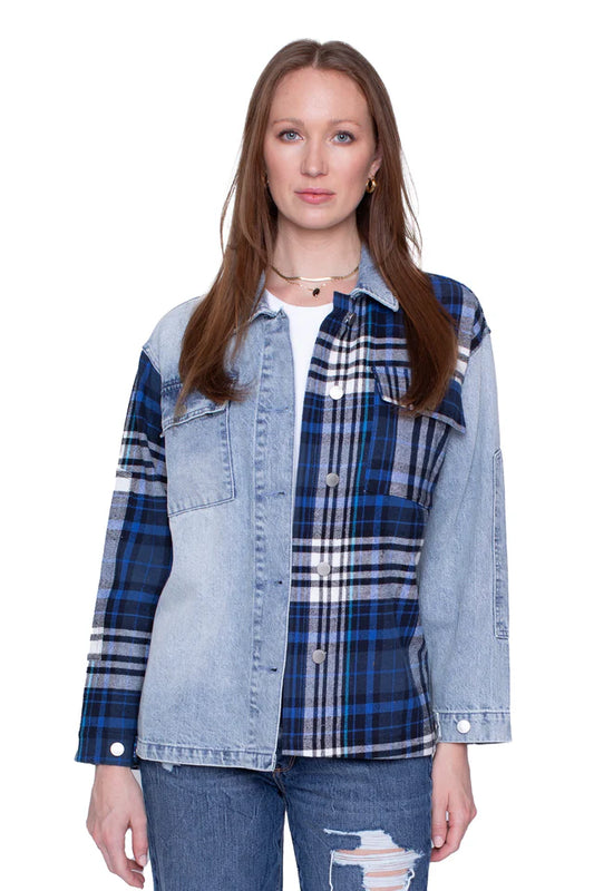 Blue Revival Boyfriend Plaid Denim Shacket