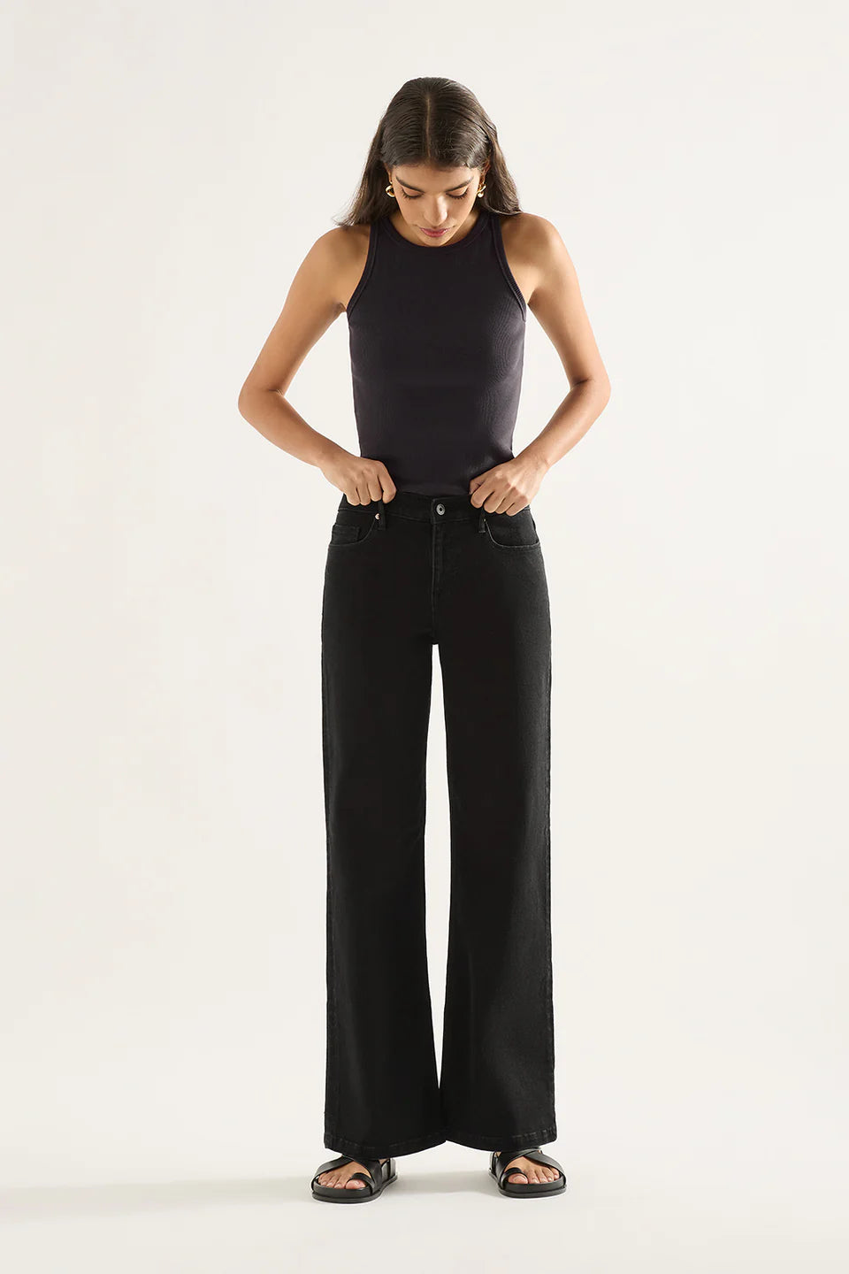Outland Denim Mia Mid Rise Wide Leg Jean