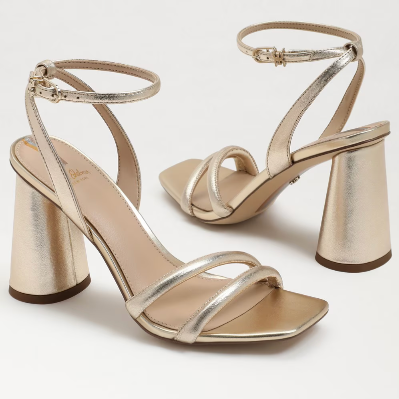 Sam Edelman Kia Block Heel Sandal in Gold Leather