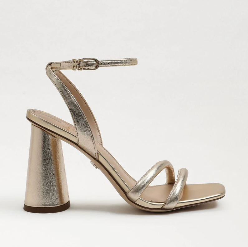 Sam Edelman Kia Block Heel Sandal in Gold Leather