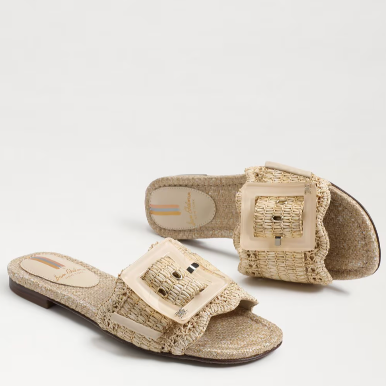 Sam Edelman Bambi Raffia Nappa Slide Sandal