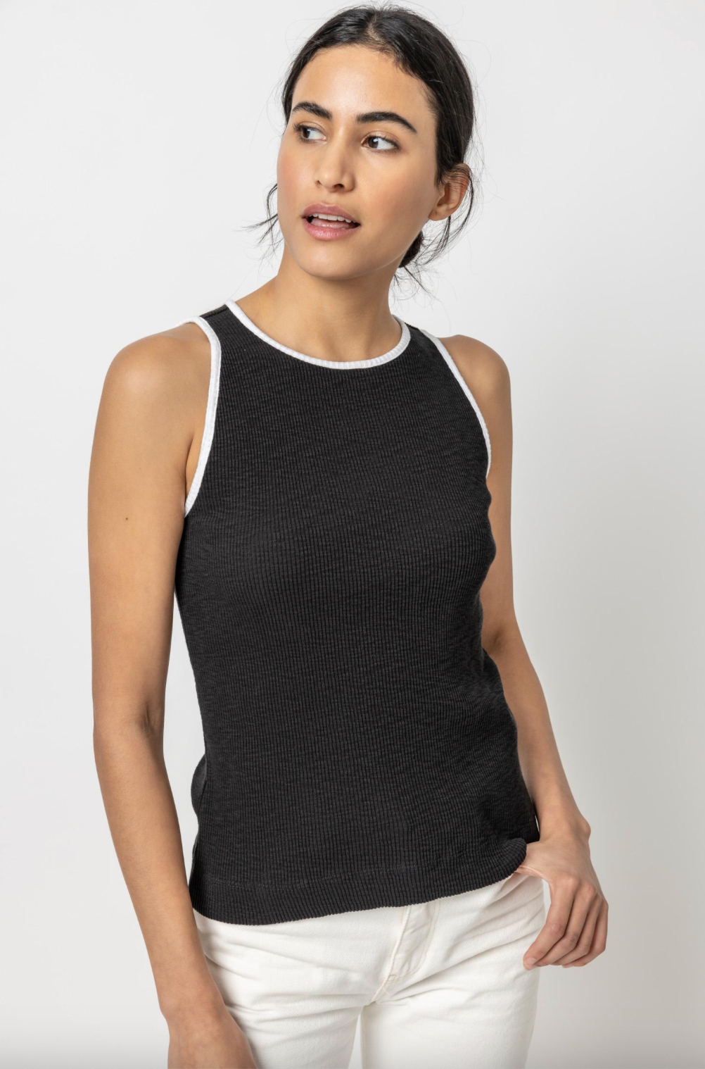 Lilla P Contrast Binding Crew Tank