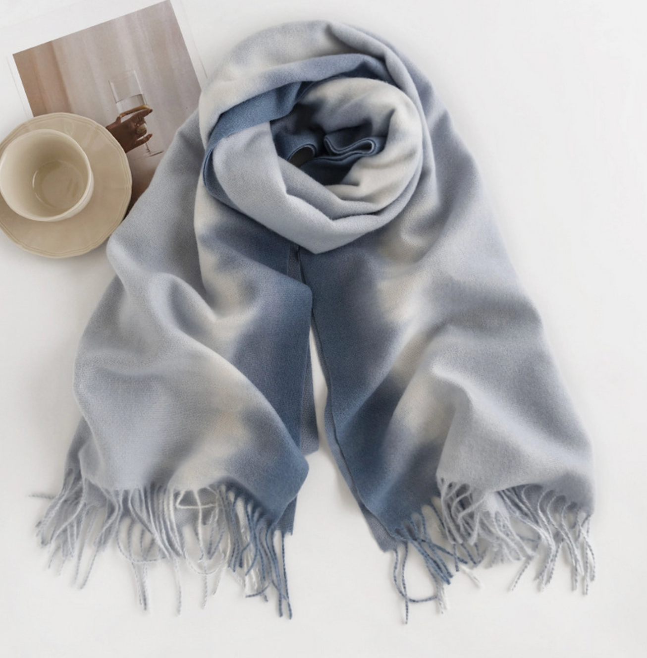 Warm Gradient Tassel Trim Scarf