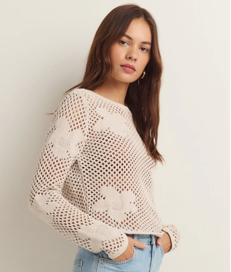 Z Supply Blossom Floral Mesh Top