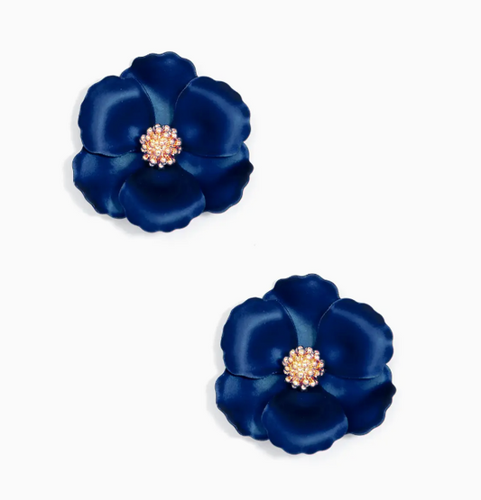 Zenzii Metallic Flower Stud Earrings