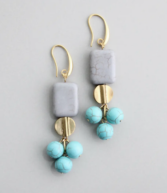 David Aubrey Grey & Turquoise Earring