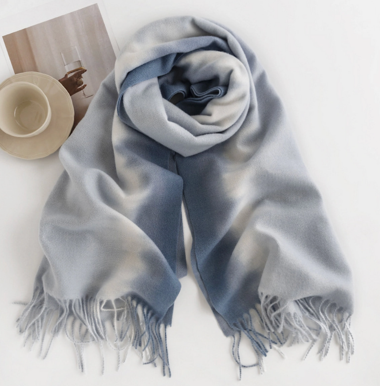 Warm Gradient Tassel Trim Scarf