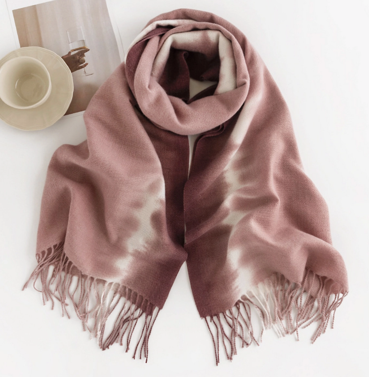 Warm Gradient Tassel Trim Scarf